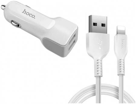 Автомобильное зарядное устройство HOCO z23 на 2 USB-порта 2.4А плюс кабель lightning 965044448295524
