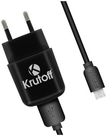 Сетевое зарядное устройство Krutoff CH-02M, 1 USB, 2,1 A, black 965044448615035