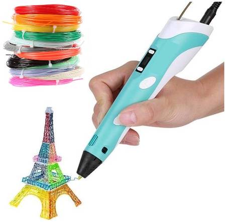 3DPEN 3D ручка RP100B (ABS 150м + трафареты) голубой 965044448833270