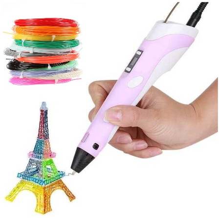 3DPEN 3D ручка RP100B (ABS 150м + трафареты) розовый 965044448833279