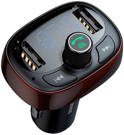 Автомобильное ЗУ 2xUSB Baseus T typed Bluetooth MP3 - Dark Coffee (CCALL-TM12) 965044448891528