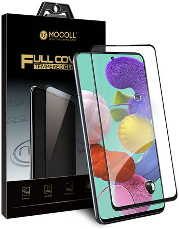 Защитное стекло MOCOLL 2.5D для Samsung A51 Черное (Серия Storm)