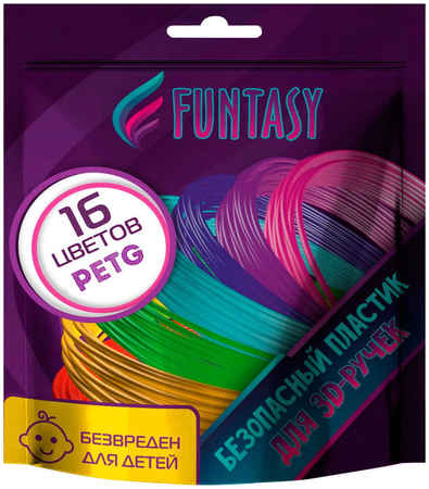 Пластик для 3д ручки Funtasy PET-G набор из 16 цветов по 5 м PETG-SET-16-5 PETG-SET-x-5-1 965044449048514