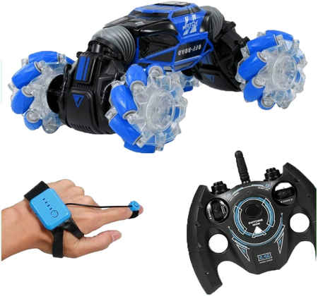 Радиоуправляемая машина-перевертыш Nano Shop управление жестами рукой с браслетом синяя Skidding-Braslet 965044449119828