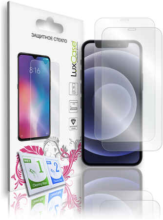Защитное стекло LuxCase для iPhone 12 mini, На плоскую часть экрана, 2 шт, 82656 965044449148010