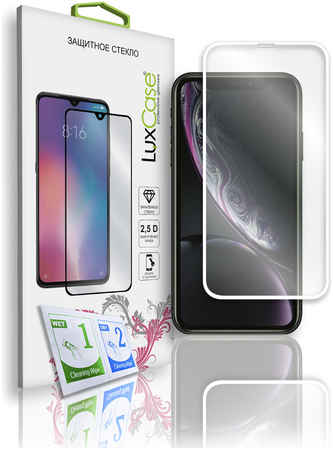 Защитное полноклеевое стекло LuxCase для iPhone XR, iPhone 11, 2.5D, Белая рамка, 78156