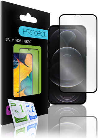 Защитное полноклеевое стекло PROtect для iPhone 12 Pro Max, 2.5D, Чёрная рамка, 40402 965044449148107