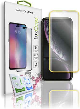 Защитное стекло LuxCase для iPhone XR, 11, 2.5D, полноклеевое, Желтая рамка, 78015 965044449148145