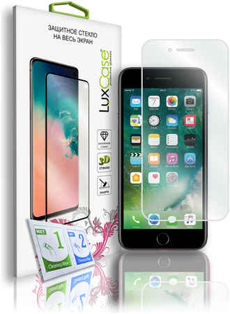 Защитное стекло LuxCase на iPhone 6;6S;7;8;SE2020, 3D, Полноклеевое, Белая рамка, 77311