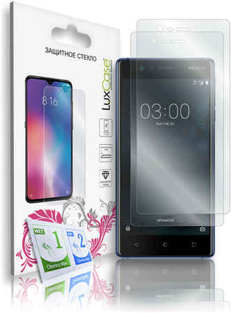 Защитное стекло LuxCase для Nokia 3, на плоскую часть экрана, Комплект 2 шт, 83115 965044449148961