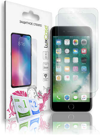 Защитное стекло LuxCase для iPhone 7+, 8+, На плоскую часть экрана, Комплект 2шт, 83109 965044449148968