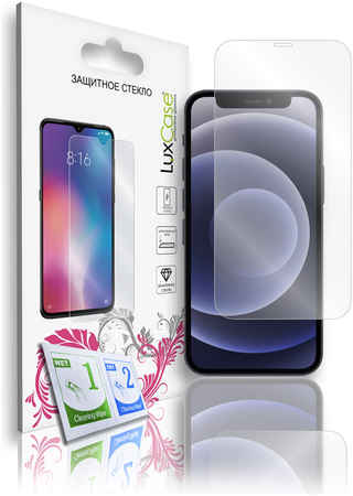 Защитное стекло LuxCase для iPhone 13, 13 Pro, На плоскую часть экрана, 0,33 мм, 83175