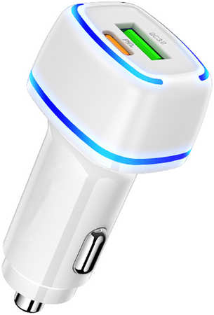 Автомобильное зарядное устройство URM с поддержкой QC3.0 USB+Type-C, белый 965044484354227