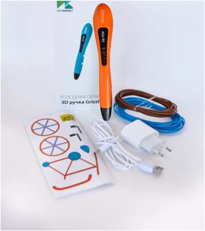 3D ручка Grizzly, оранжевая 50 метров пластика Ecc Market
