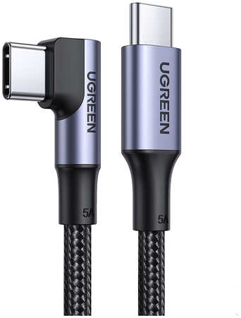 Кабель Usb Type-C - Usb Type-C Ugreen Us334 3 М Черный (20583) US334 (20583) USB-C 2.0 Male To Angled 90° USB-C 2.0 Male 5A Data Cable. Длина: 3м. Цвет: черный