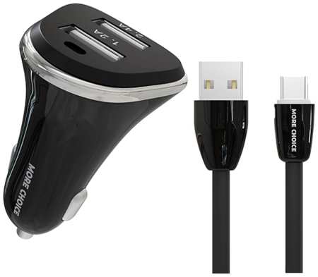 Автомобильное зарядное устройство More Choice 2USB 2.4A для micro USB AC22m Black 965044484737969