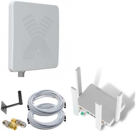 NETGIM Роутер 3G/4G-WiFi Keenetic Runner 4G с уличной антенной ZETA-F MIMO 20 дБ 965044484757021