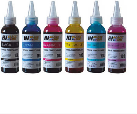 ZebraPrint Комплект универсальных чернил краски для Epson, 6 цветов на водной основе CMYK Чернила универсальные для EPSON 6*100ml