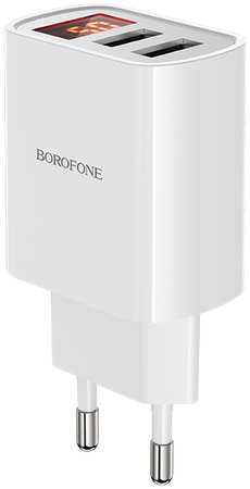Сетевое зарядное устройство c 2xUSB, Borofone BA58A, отображение тока и напряжения, 2.4A