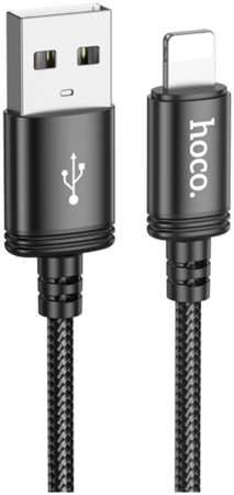 Дата-кабель HOCO X89, USB To Lightning, 2.4A, 1м, нейлоновый, черный X89i