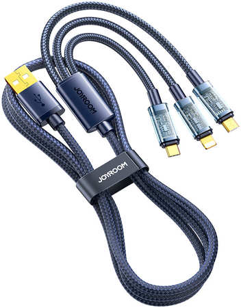 Кабель USB - Lightning/Type-C/MicroUSB Joyroom S-1T3015A5 1.2 м синий 965044486148306