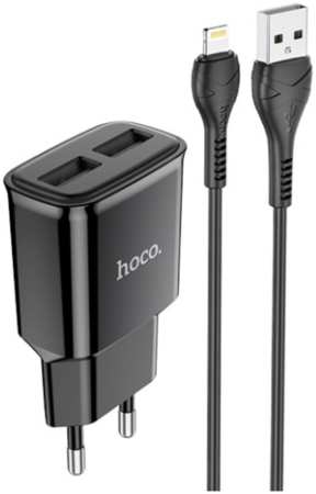 Сетевое зарядное устройство Hoco C88Ai lightning 2xUSB 2.4 А черный 965044486149632