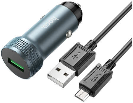 Автомобильное зарядное устройство Hoco Z49A 1USB 3.0A QC3.0 micro USB Metal Z49Am
