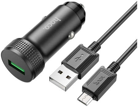 Автомобильное зарядное устройство Hoco Z49A 1USB 3.0A QC3.0 micro USB Black Z49Am 965044486360853