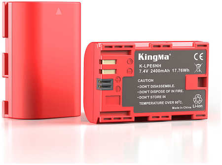 Аккумулятор для фотоаппарата KingMa LP-E6NH для Canon 2400 мА/ч + защитный кейс