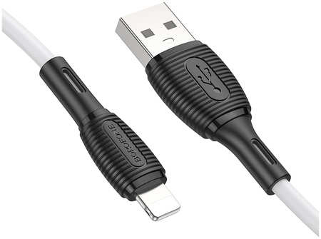 Дата-кабель Borofone BX86 USB 2.4A для Lightning 8-pin силикон 1м White BX86i