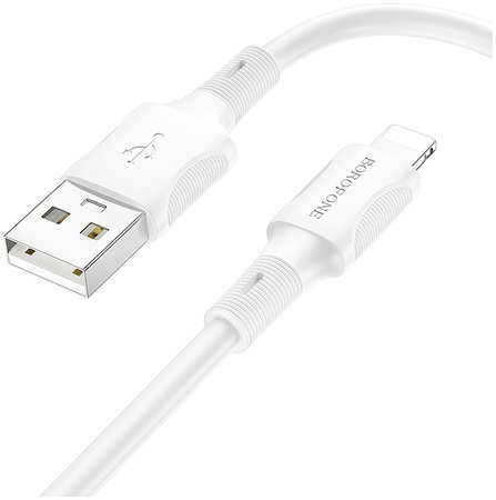 Дата-кабель для гаджетов Borofone BX80 USB 2.4A для Lightning 8-pin ПВХ 1м White BX80i 965044486820991