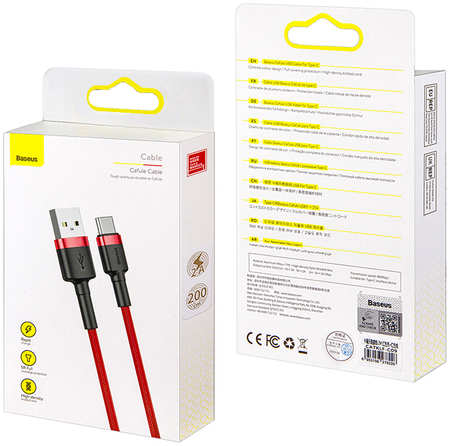 Кабель Baseus USB Type-C 2M 2A Cafule Cable красный CATKLF-C09 (IS792390) Кабель USB Type-C 2M 2A Cafule Cable Baseus красный CATKLF-C09 (IS792390) 965044487178896