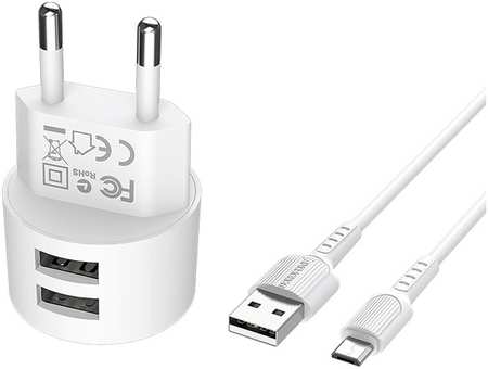 Сетевое зарядное устройство Borofone BA23A micro usb USB 2.0 Type-A 2 А белый 965044487228309