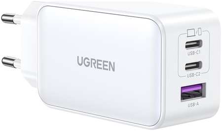 Сетевое зарядное устройство uGreen CD244 1x USB Type A, 2xUSB Type-C 5 А белый 965044487415900