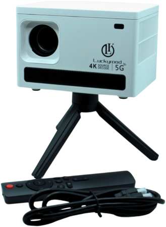 Видеопроектор Luckyroad 4K Blue + штатив Проектор Luckyroad Smart 4К HDMI для приставки и компьютера Wi-Fi 5G Bluetooth, с штативом 965044487493552