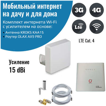 NETGIM Комплект интернета 3G/4G/LTE OLAX AX9 PRO с антенной КАА15-1700/2700F MIMO 15ДБ 965044487780531