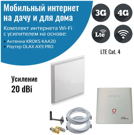 NETGIM Роутер 3G/4G-WiFi OLAX AX9 PRO LTE cat.4, до 150 Мбит/c с антенной KROKS MIMO 20 дБ