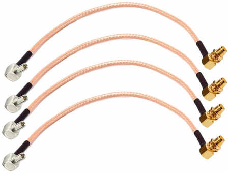 Mobicent Комплект пигтейл-переходников TS9 - SMA female угловой, кабельная сборка, 4 шт, 15 см