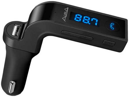 FM трансмиттер AurA AFM-100B Bluetooth громкая связь в авто, зарядное устройство USB 2.5A 965044488734616