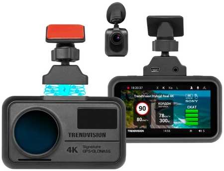 Видеорегистратор TrendVision Hybrid Signature Real 4K, с радар-детектором, 2 камеры 965844416849835