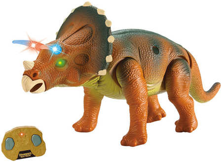 RUI CHENG Радиоуправляемый динозавр RuiCheng Трицератопс 39 см, коричневый, свет, звук - 9982-BROWN 965844418618247