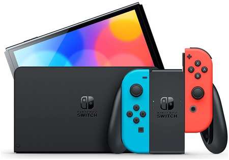 Приставка игровая Nintendo Switch Oled Joy-Con, неоновая красно-синяя