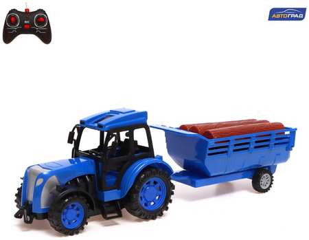 Автоград Трактор радиоуправляемый «Фермер», с прицепом, работает от аккумулятора, цвет синий Радиоуправляемая игрушка 965844420846783