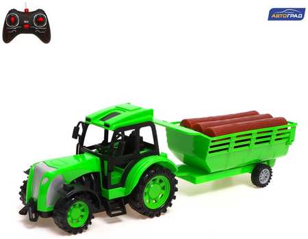 Автоград Трактор радиоуправляемый «Фермер», с прицепом, работает от аккумулятора, цвет зелёный Радиоуправляемая игрушка 965844420846988