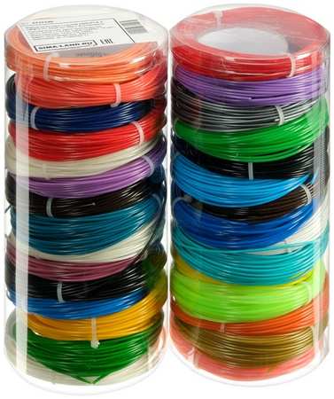 Набор пластика LuazON, ABS+PLA, 2 тубуса, в каждом 15 цветов по 10 метров и трафареты