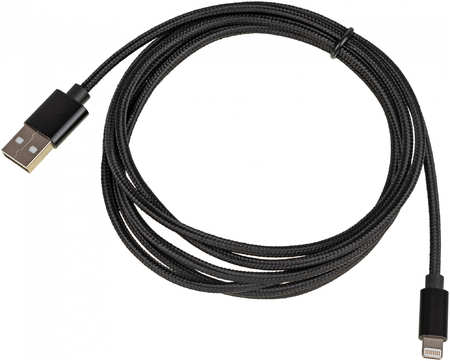 Кабель Behpex Lightning (m) - USB (m) в оплетке, 2.4A, 2 м, черный 965844422680499