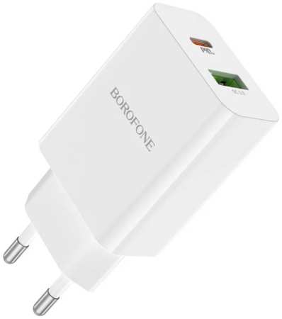 Сетевое зарядное устройство c Type-C и USB, Borofone, BA67A, белое, 20W 965844422807982