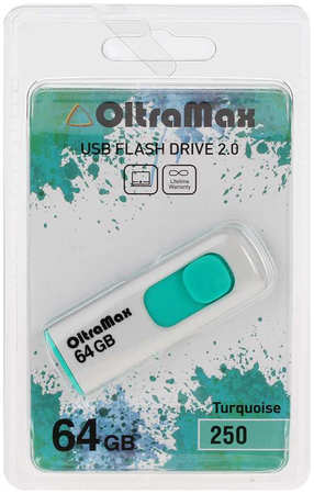 Флэш драйв USB OltraMax 250 64GB 2.0 Turquoise OM-64GB-250