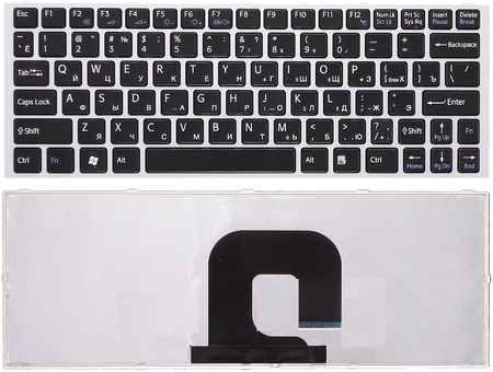 OEM Клавиатура для ноутбука Sony Vaio VPC-YA VPC-YB черная с серебристой рамкой 965844424132467