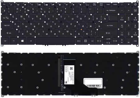 OEM Клавиатура для ноутбука Acer Aspire A515-52 черная с подсветкой